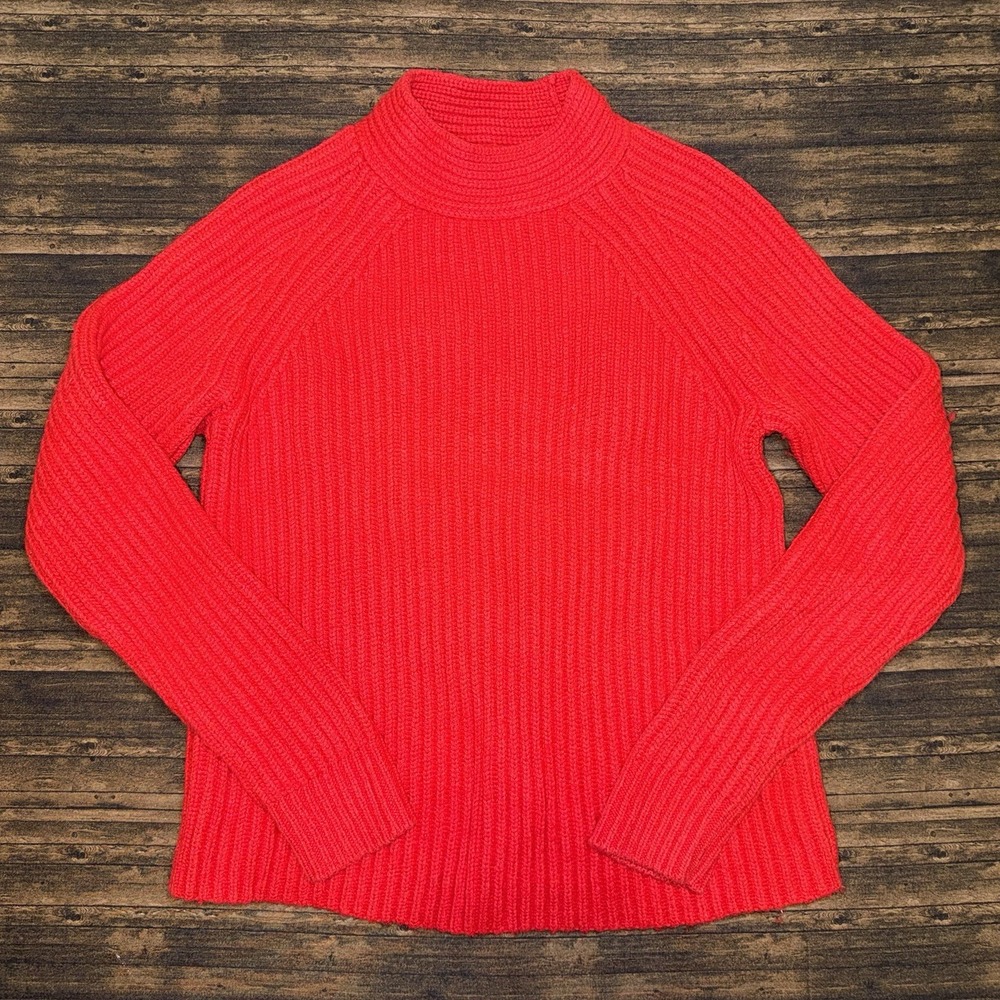 Banana Republic Ribbed Raglan Sweater Women S Red Good Holiday Mock Neck